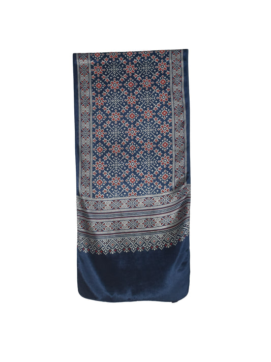 Patola Print Mashru Silk Three Colour Print ( 3 Kam ) Screen Print Stole  - 2.1 Mtr Length    -  SKU : JH26102E