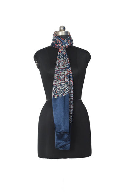 Patola Print Mashru Silk Three Colour Print ( 3 Kam ) Screen Print Stole  - 2.1 Mtr Length    -  SKU : JH26102E