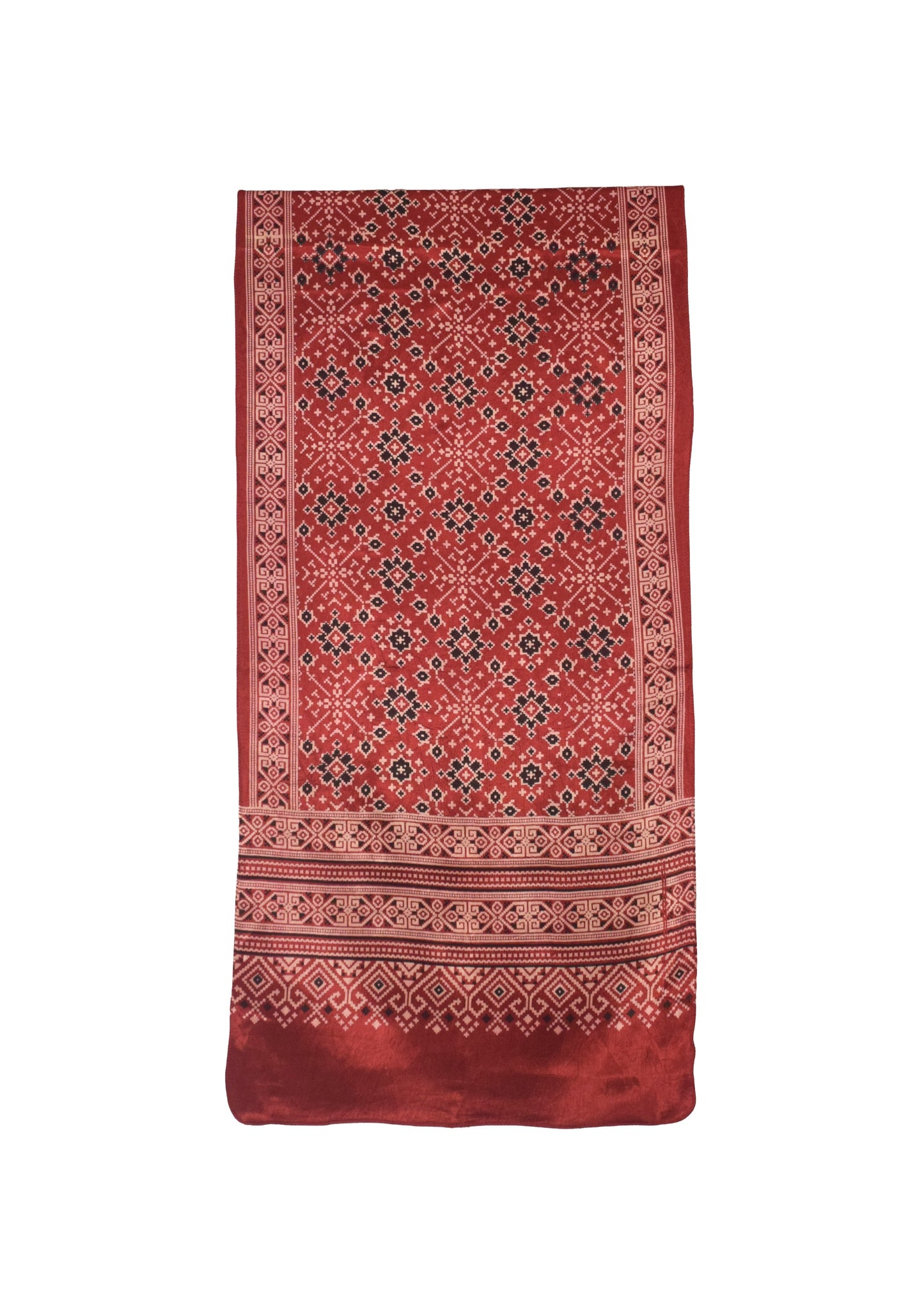 Patola Print Mashru Silk Three Colour Print ( 3 Kam ) Screen Print Stole  - 2.1 Mtr Length    -  SKU : JH26102B