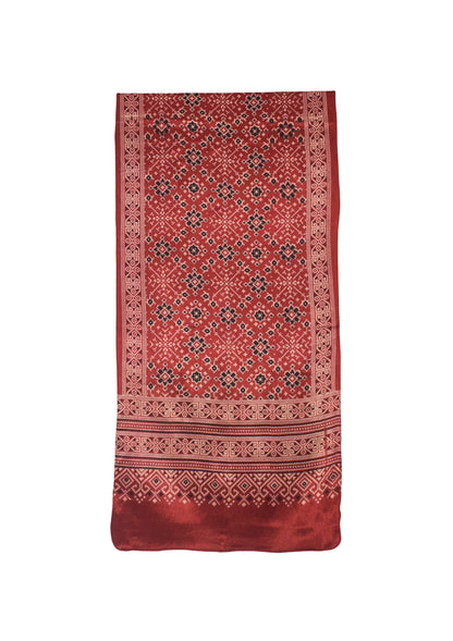 Patola Print Mashru Silk Three Colour Print ( 3 Kam ) Screen Print Stole  - 2.1 Mtr Length    -  SKU : JH26102B