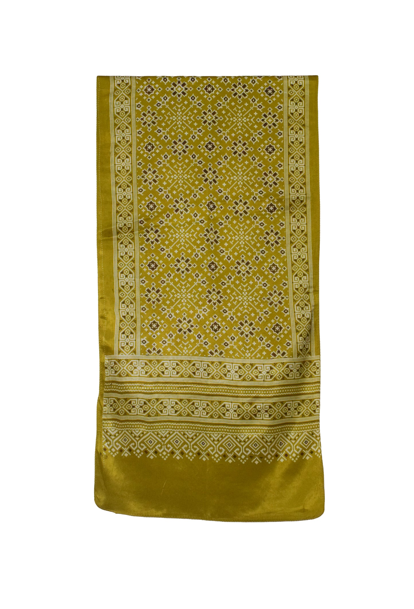 Patola Print Mashru Silk Three Colour Print ( 3 Kam ) Screen Print Stole  - 2.1 Mtr Length    -  SKU : JH26102C