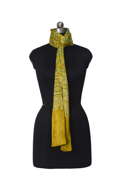 Patola Print Mashru Silk Three Colour Print ( 3 Kam ) Screen Print Stole  - 2.1 Mtr Length    -  SKU : JH26102F