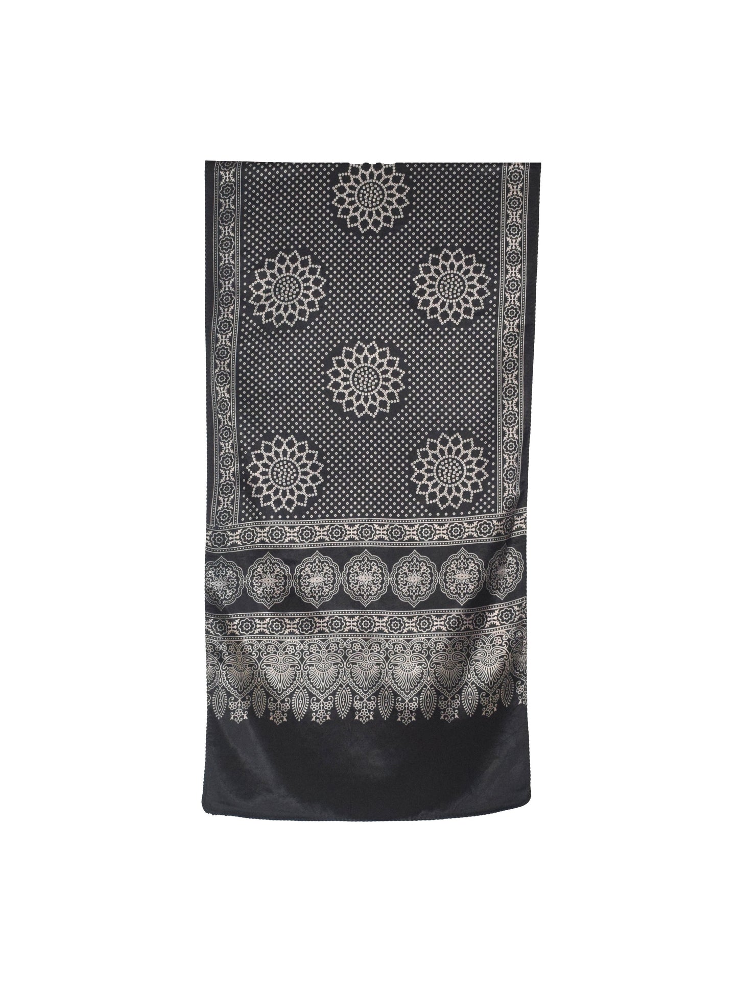 Discharge Print Mashru Silk Screen Print Hand Printed Stole  - 2.1 Mtr Length    -  SKU : JH26103B