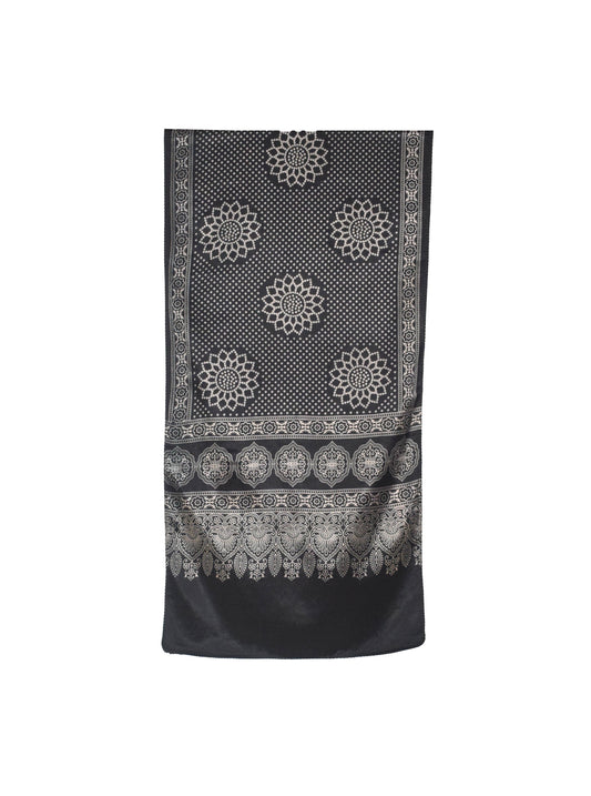 Discharge Print Mashru Silk Screen Print Hand Printed Stole  - 2.1 Mtr Length    -  SKU : JH26103B