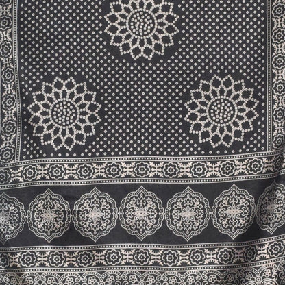 Discharge Print Mashru Silk Screen Print Hand Printed Stole  - 2.1 Mtr Length    -  SKU : JH26103B