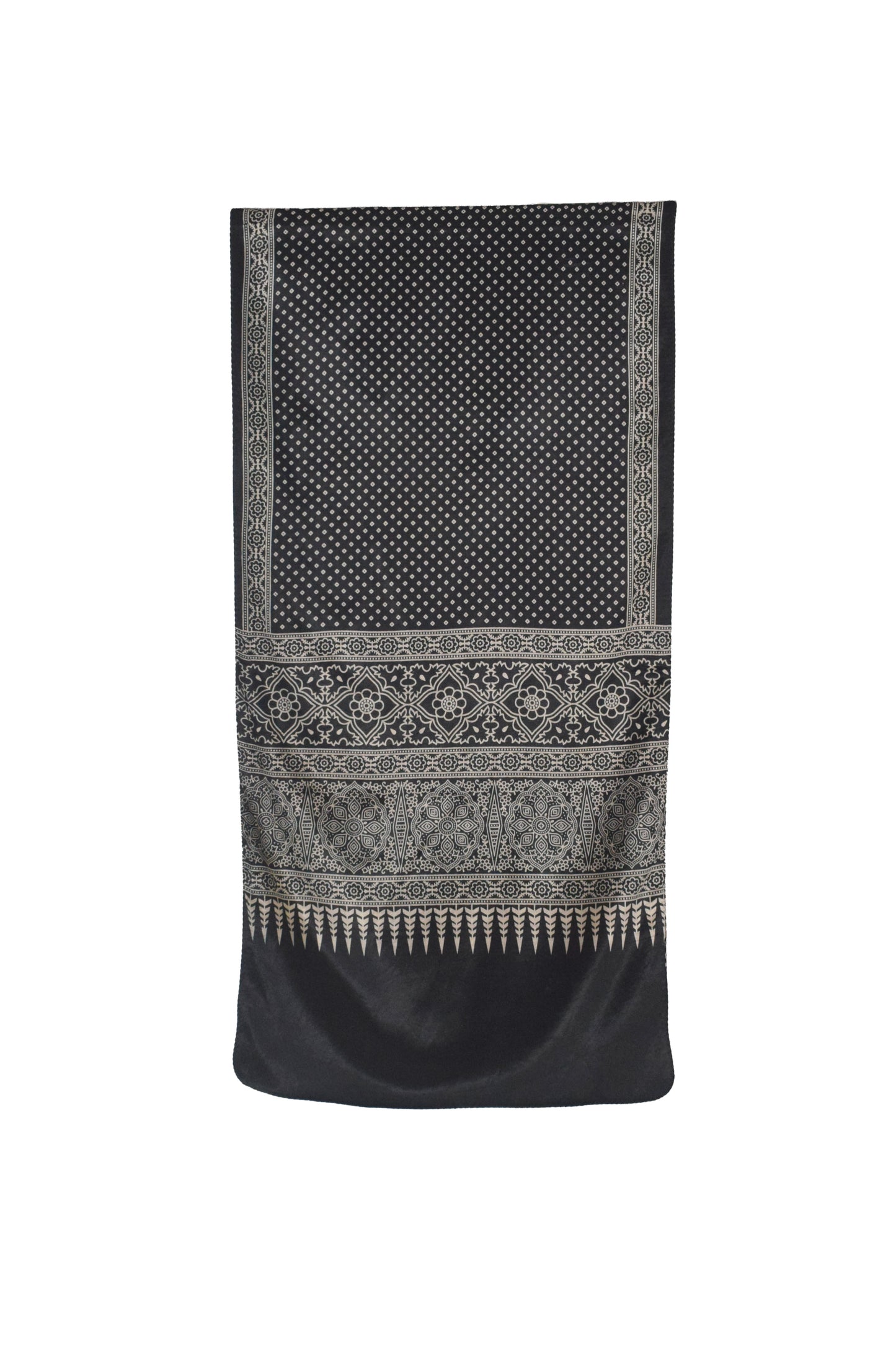 Discharge Print Mashru Silk Screen Print Hand Printed Stole  - 2.1 Mtr Length    -  SKU : JH26103C