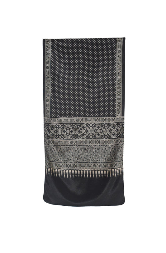 Discharge Print Mashru Silk Screen Print Hand Printed Stole  - 2.1 Mtr Length    -  SKU : JH26103C