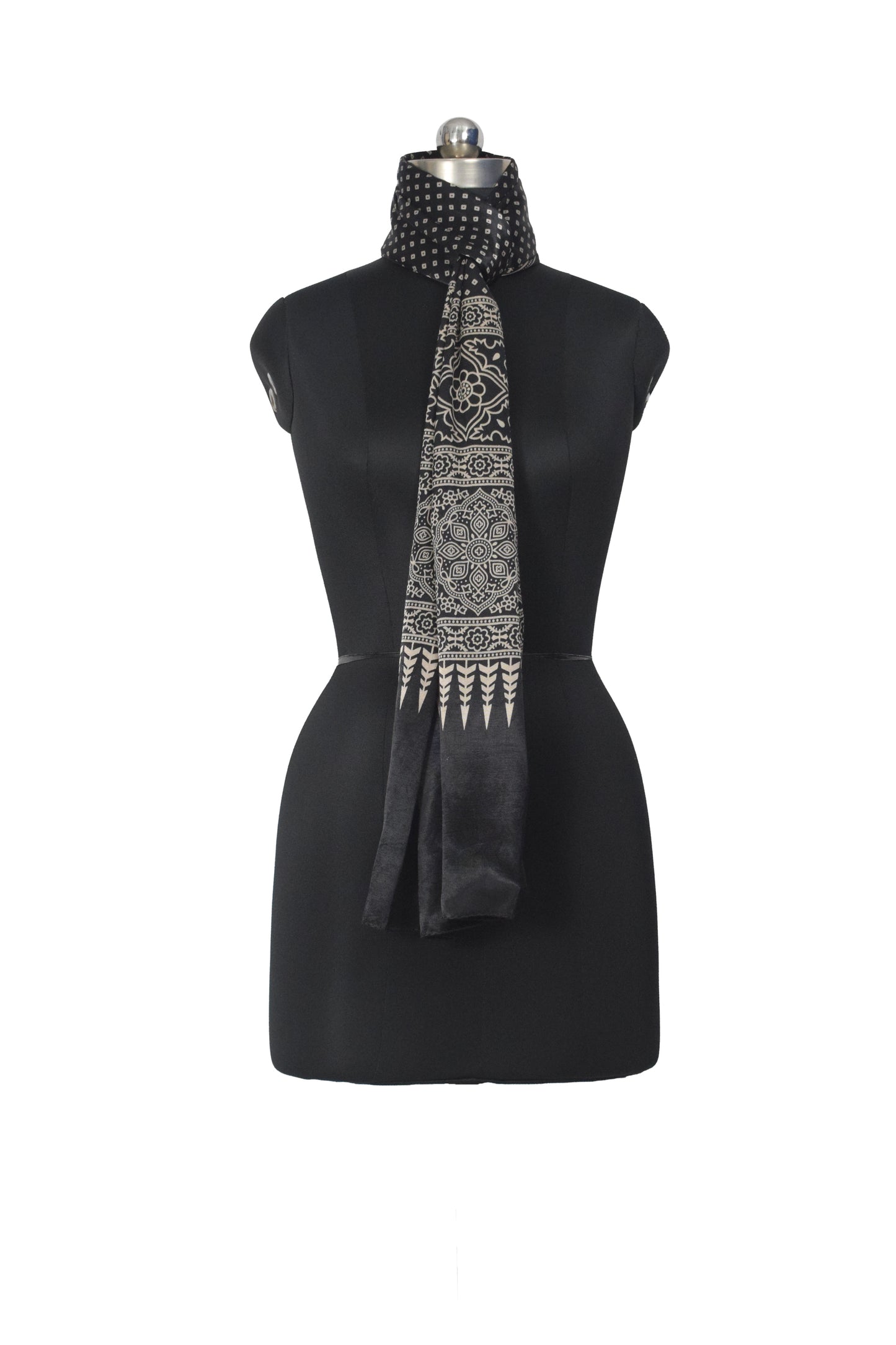 Discharge Print Mashru Silk Screen Print Hand Printed Stole  - 2.1 Mtr Length    -  SKU : JH26103C