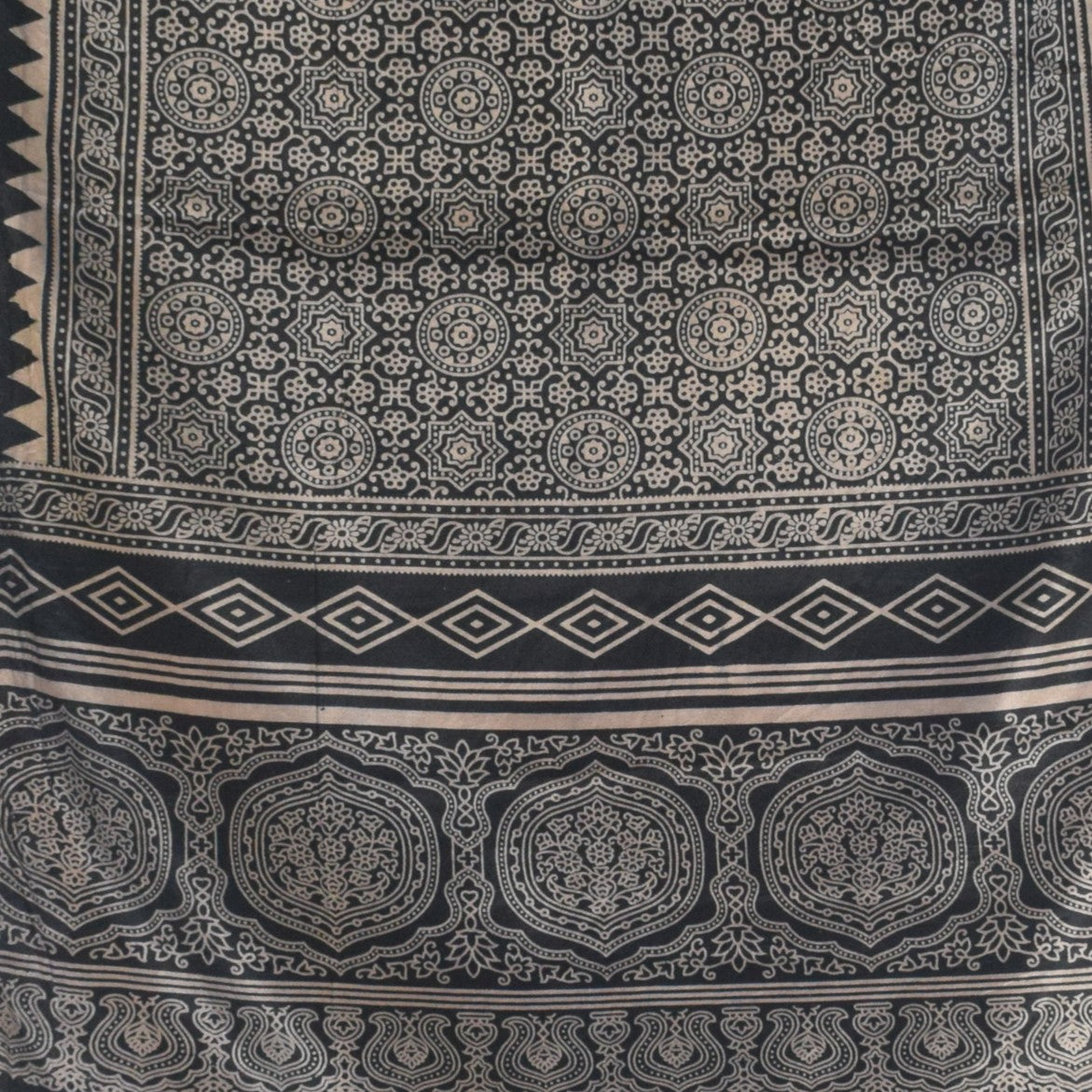 Discharge Print Mashru Silk Screen Print Hand Printed Stole  - 2.1 Mtr Length   -  SKU : RD04802B