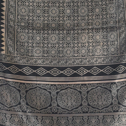 Discharge Print Mashru Silk Screen Print Hand Printed Stole  - 2.1 Mtr Length   -  SKU : RD04802B