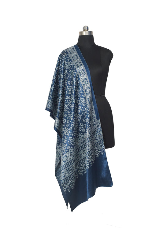 Discharge Print Mashru Silk Screen Print Hand Printed Stole  - 2.1 Mtr Length    -  SKU : JH26103A