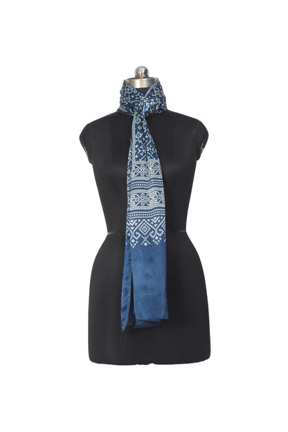 Discharge Print Mashru Silk Screen Print Hand Printed Stole  - 2.1 Mtr Length    -  SKU : JH26103A