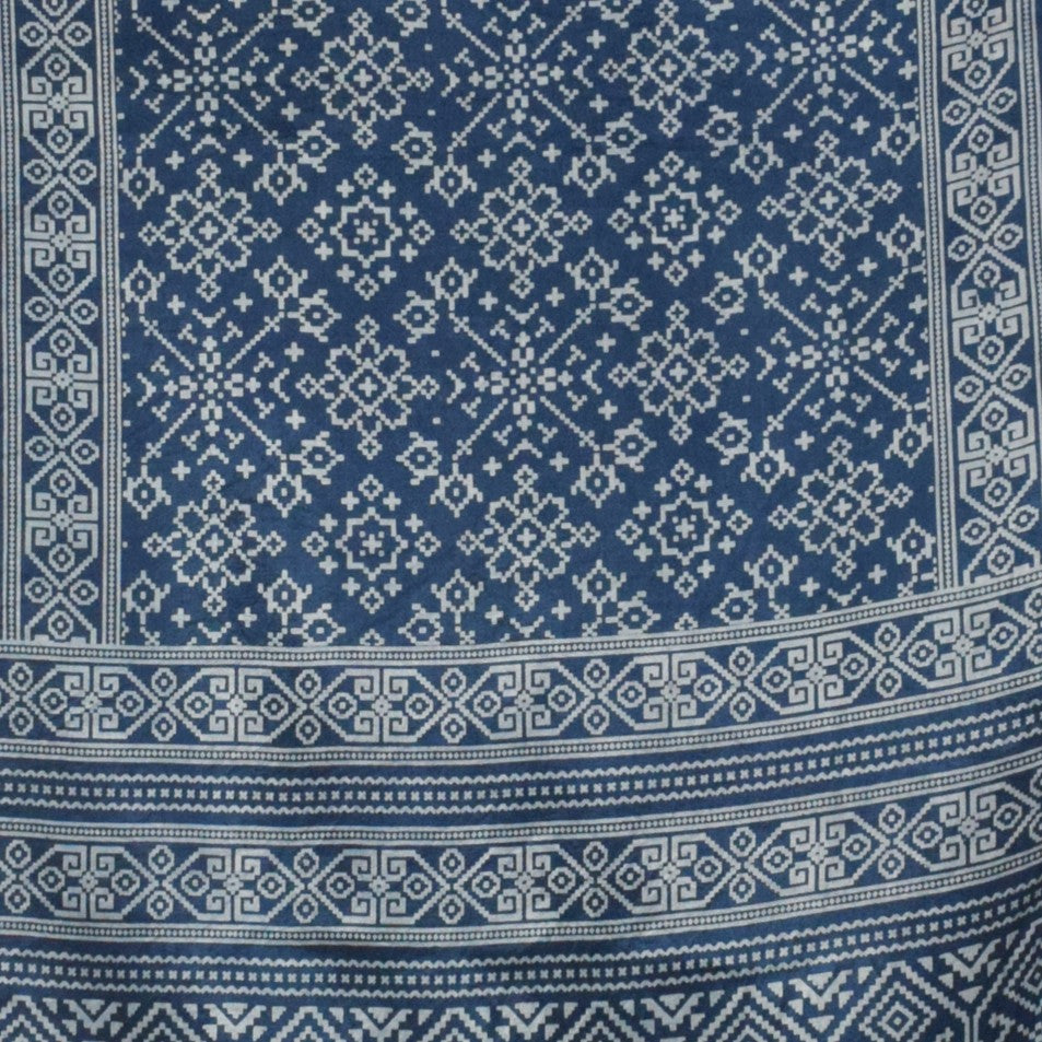 Discharge Print Mashru Silk Screen Print Hand Printed Stole  - 2.1 Mtr Length    -  SKU : JH26103A