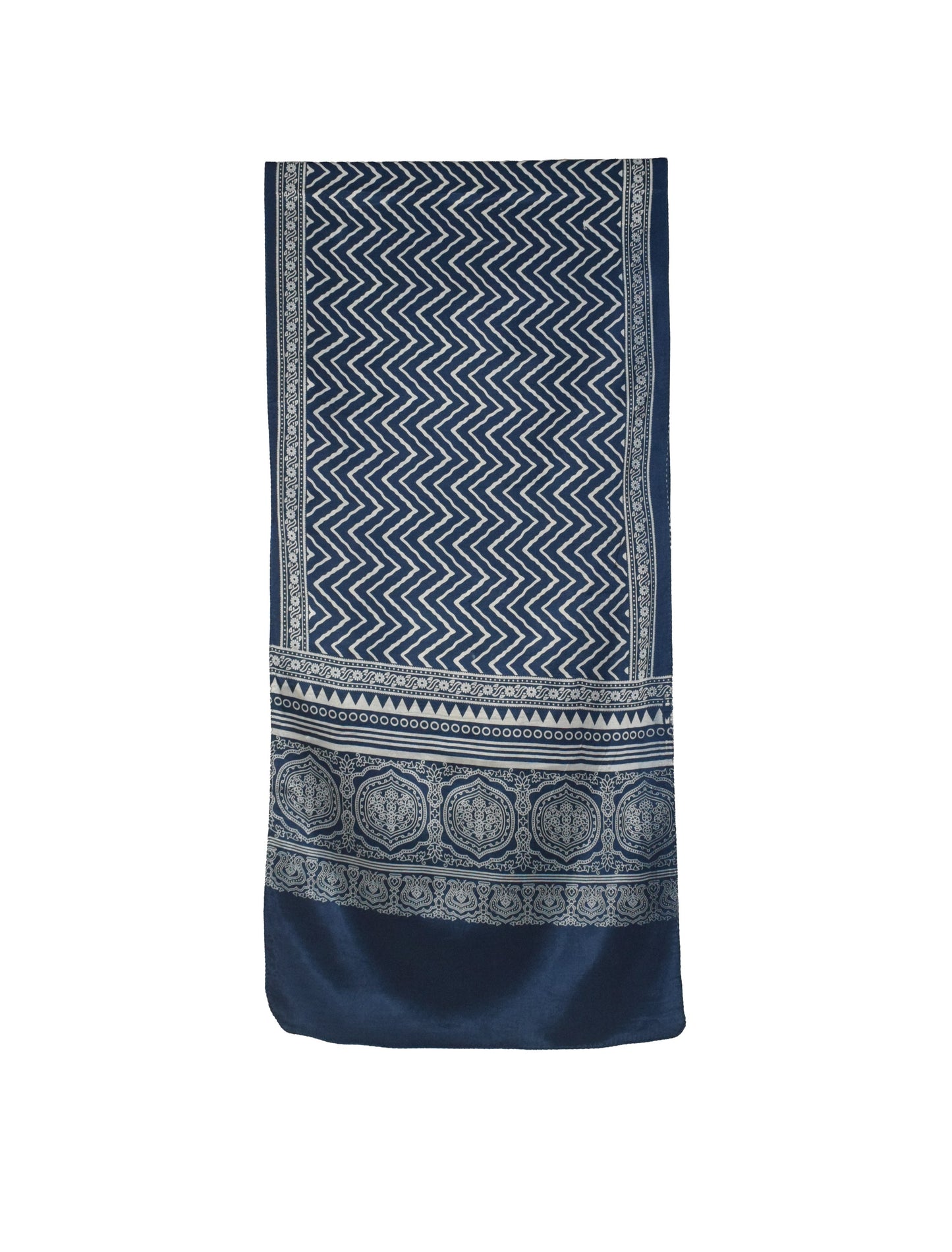 Discharge Print Mashru Silk Screen Print Hand Printed Stole  - 2.1 Mtr Length    -  SKU : JH26103E