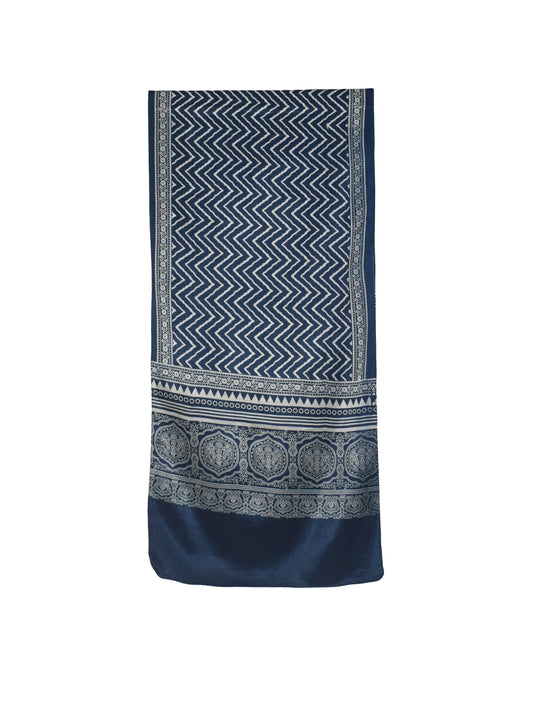 Discharge Print Mashru Silk Screen Print Hand Printed Stole  - 2.1 Mtr Length    -  SKU : JH26103E