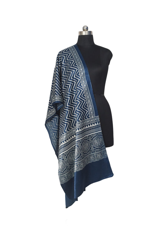 Discharge Print Mashru Silk Screen Print Hand Printed Stole  - 2.1 Mtr Length    -  SKU : JH26103E