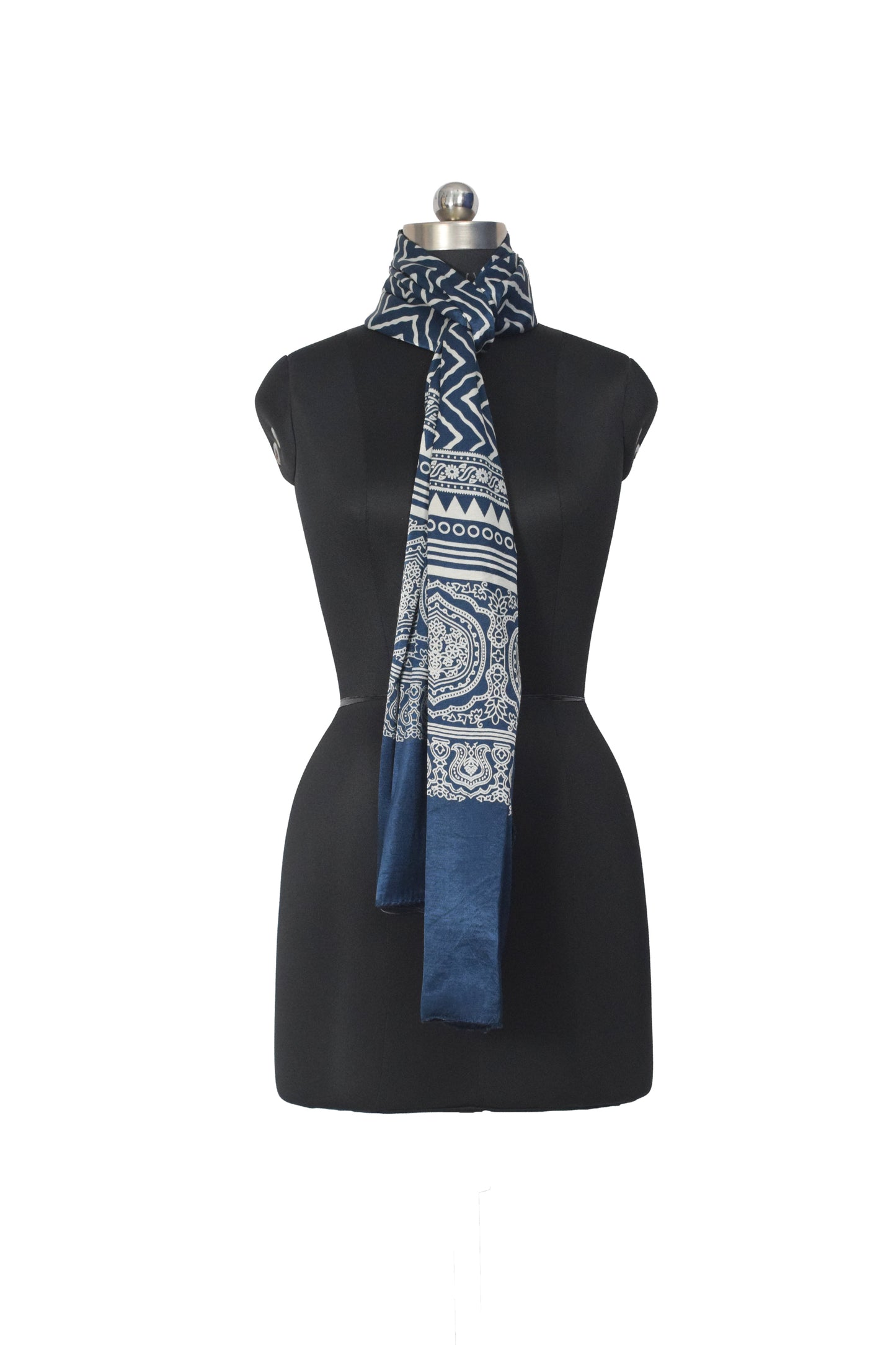 Discharge Print Mashru Silk Screen Print Hand Printed Stole  - 2.1 Mtr Length    -  SKU : JH26103E