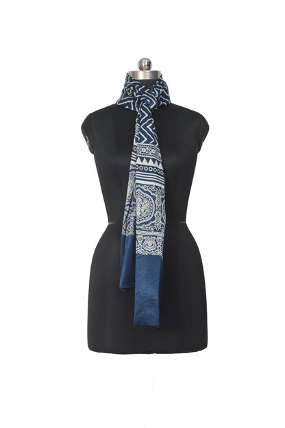 Discharge Print Mashru Silk Screen Print Hand Printed Stole  - 2.1 Mtr Length    -  SKU : JH26103E
