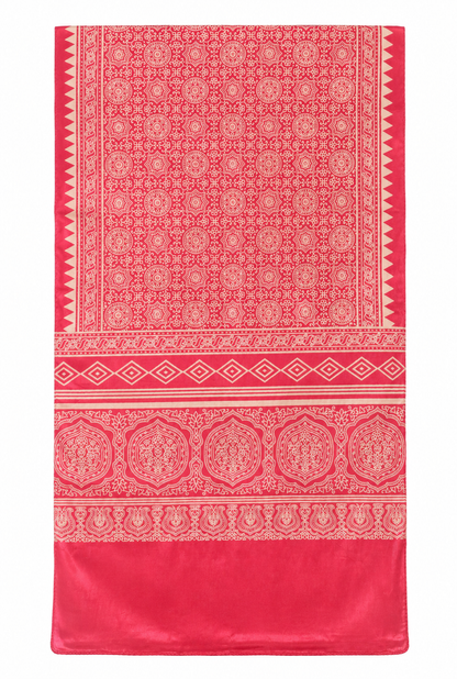 Discharge Print Mashru Silk Screen Print Hand Printed Stole  - 2.1 Mtr Length   -  SKU : RD22704A