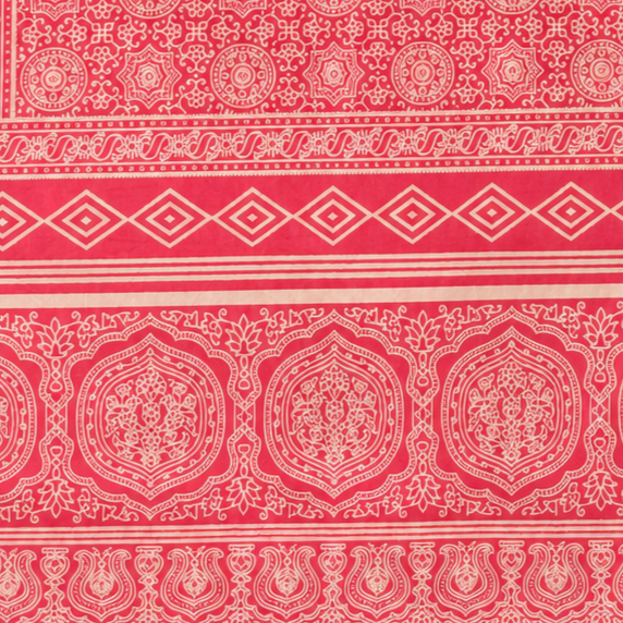 Discharge Print Mashru Silk Screen Print Hand Printed Stole  - 2.1 Mtr Length   -  SKU : RD22704A