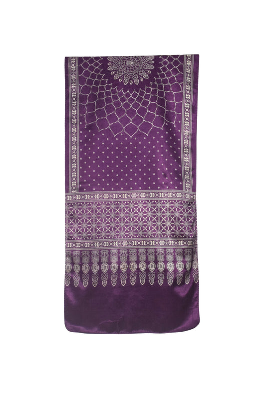 Discharge Print Mashru Silk Screen Print Hand Printed Stole  - 2.1 Mtr Length    -  SKU : JH26103F