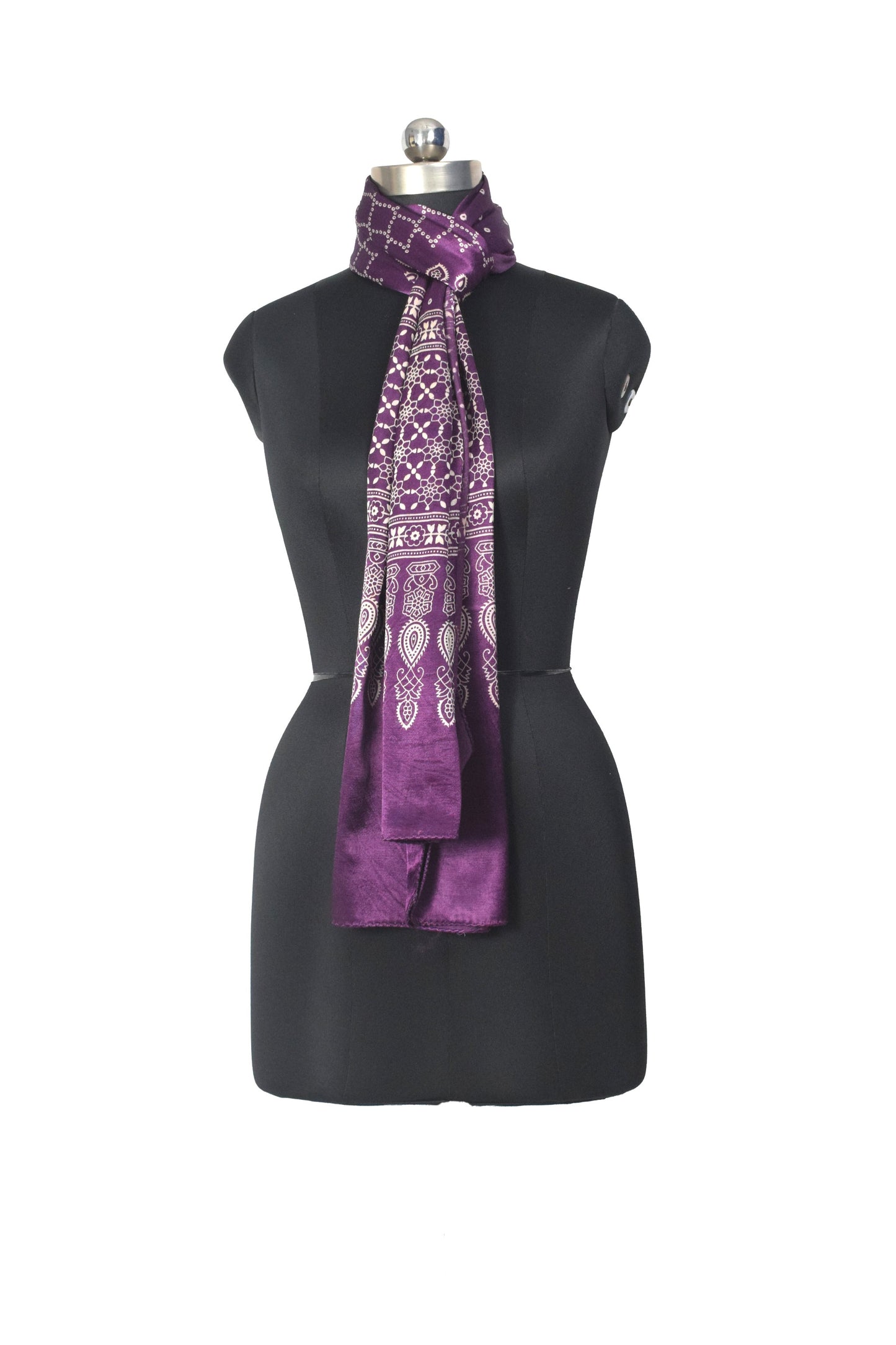 Discharge Print Mashru Silk Screen Print Hand Printed Stole  - 2.1 Mtr Length    -  SKU : JH26103F