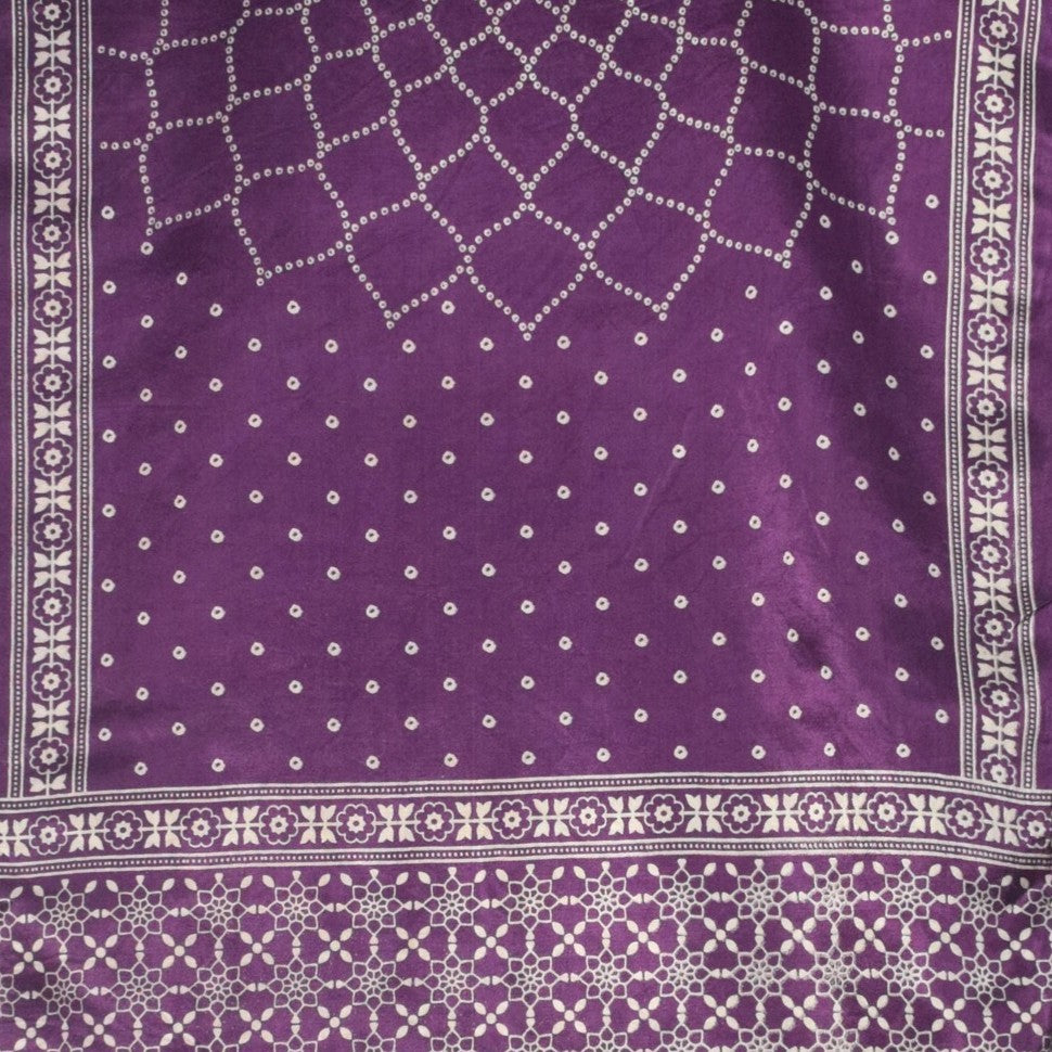 Discharge Print Mashru Silk Screen Print Hand Printed Stole  - 2.1 Mtr Length    -  SKU : JH26103F
