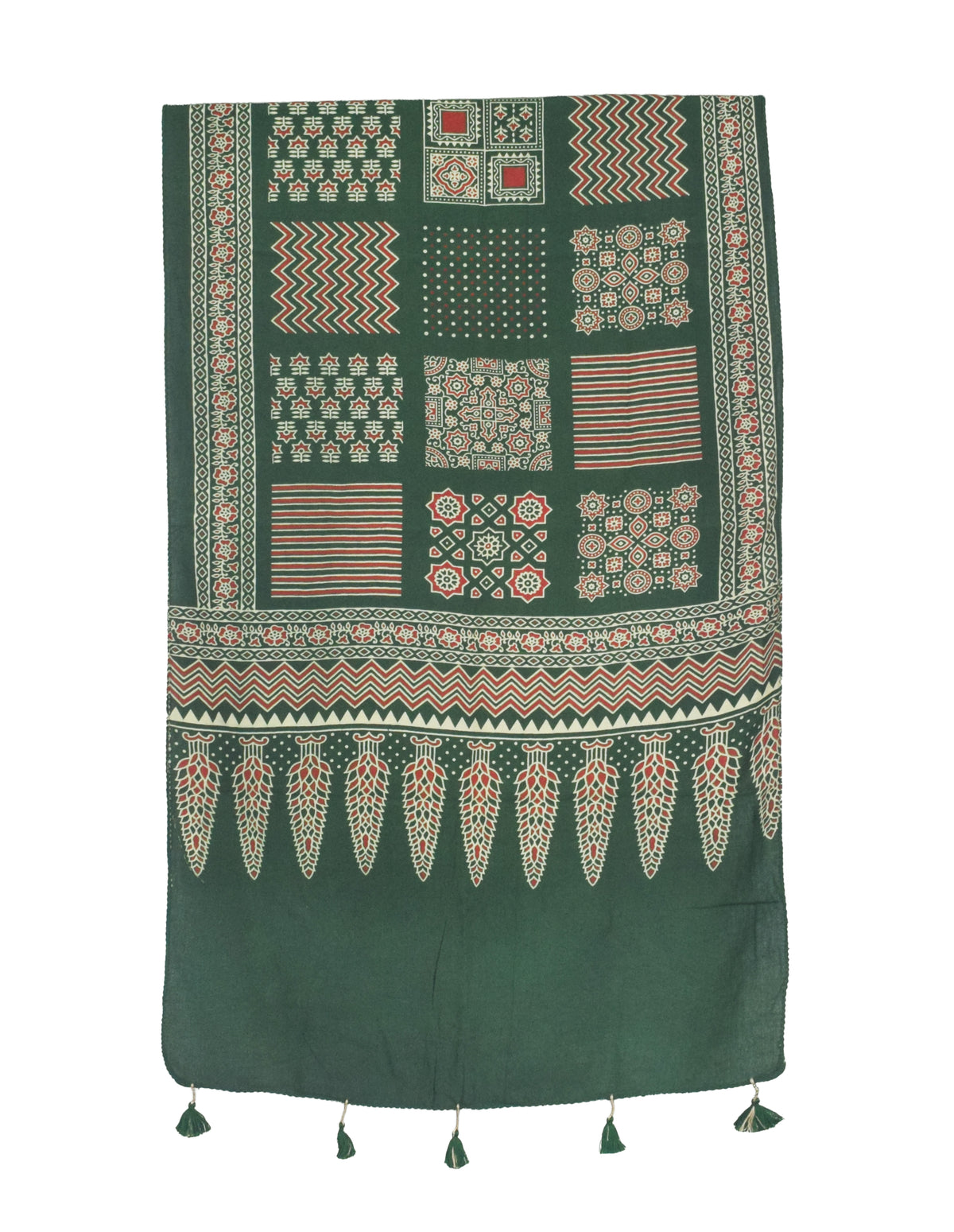 Ajrakh Rayon Screen Print Hand Printed Stole  - 2.1 Mtr Length   -  SKU : RD25702D