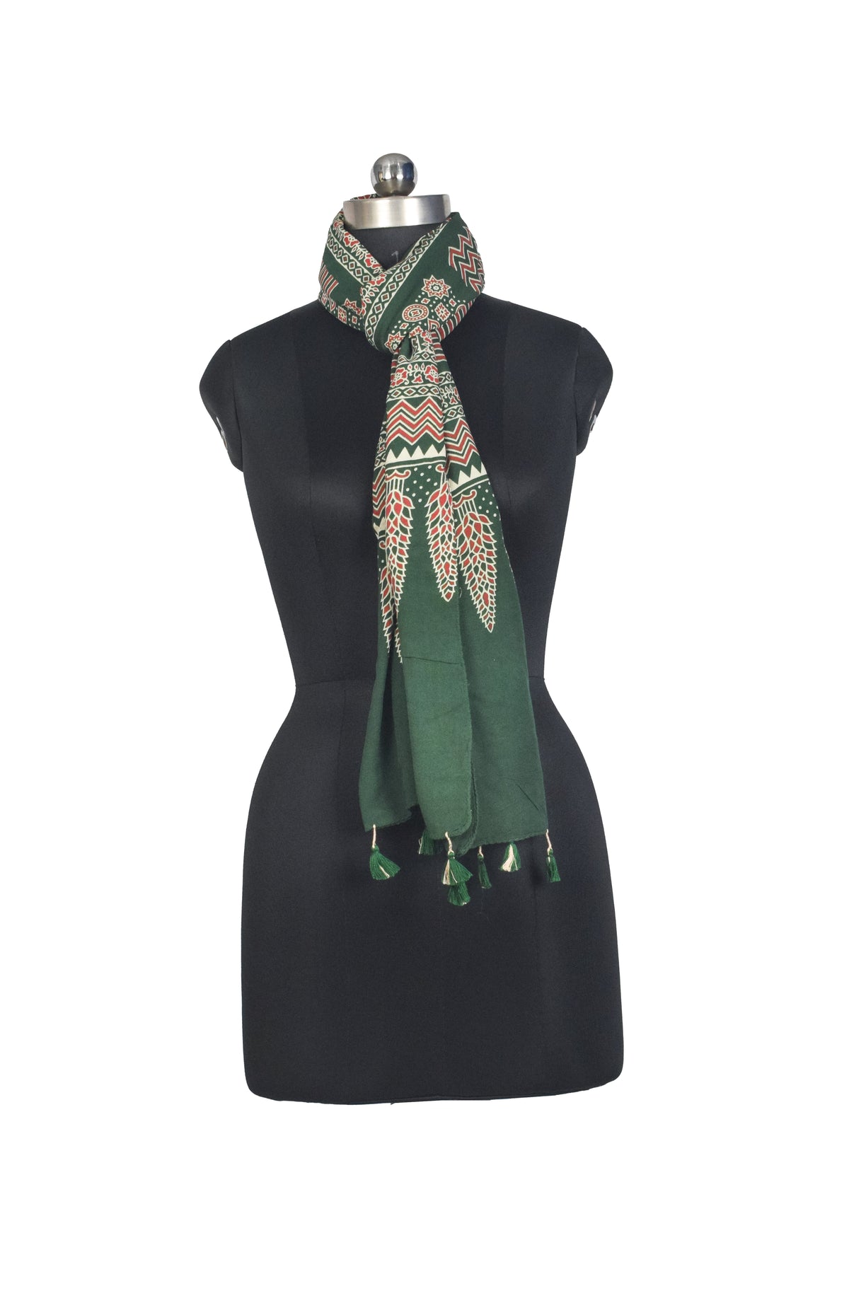 Ajrakh Rayon Screen Print Hand Printed Stole  - 2.1 Mtr Length   -  SKU : RD25702D