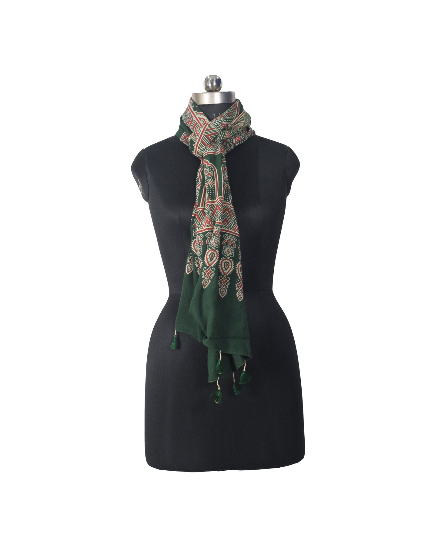 Ajrakh Rayon Screen Print Hand Printed Stole  - 2.1 Mtr Length   -  SKU : RD25702G