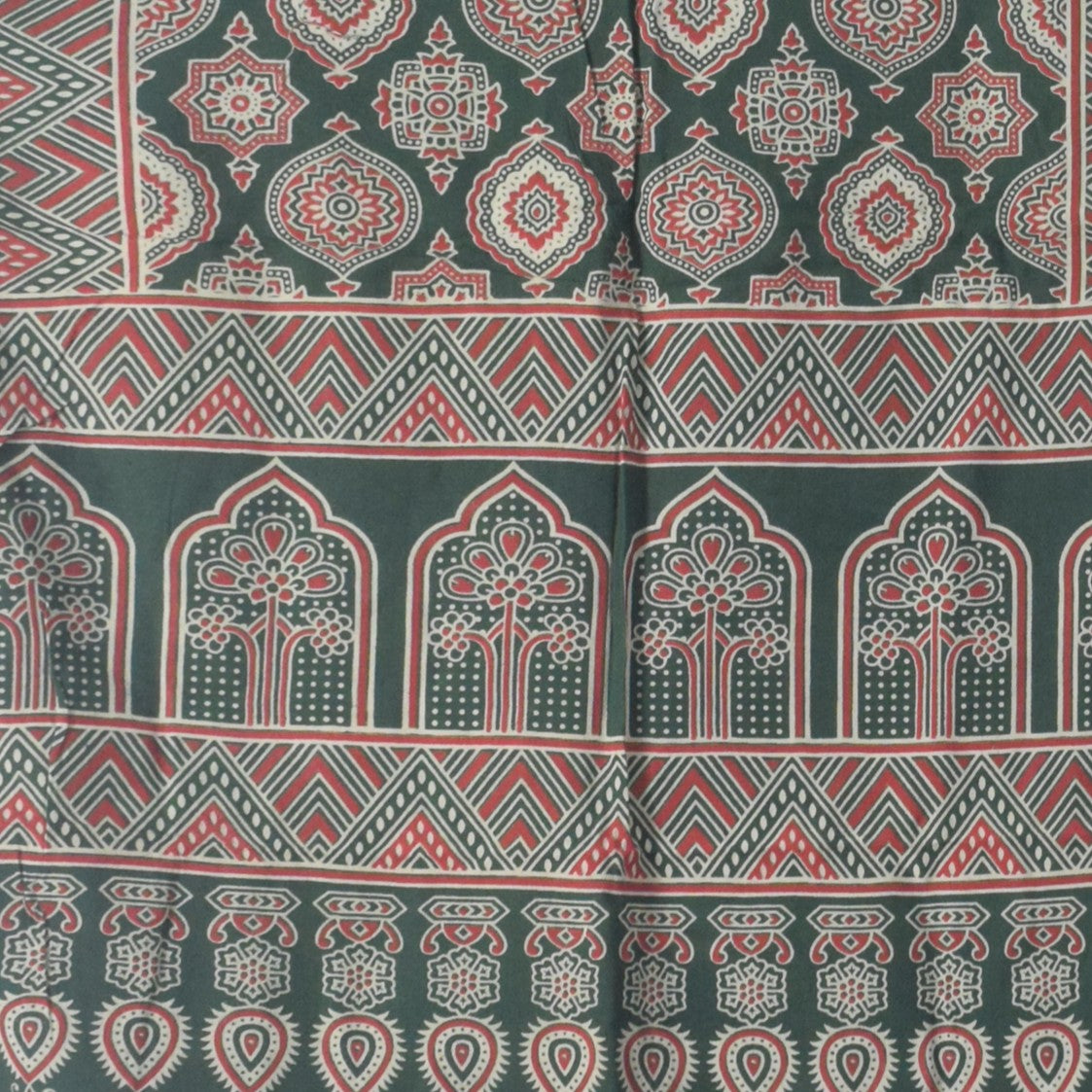 Ajrakh Rayon Screen Print Hand Printed Stole  - 2.1 Mtr Length   -  SKU : RD25702G