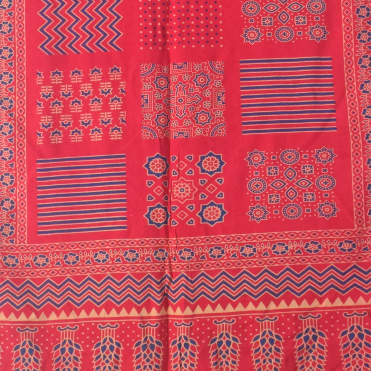 Ajrakh Rayon Screen Print Hand Printed Stole  - 2.1 Mtr Length   -  SKU : RD25702A