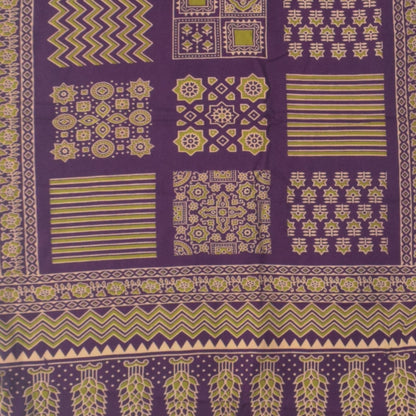 Ajrakh Rayon Screen Print Hand Printed Stole  - 2.1 Mtr Length   -  SKU : RD25702C