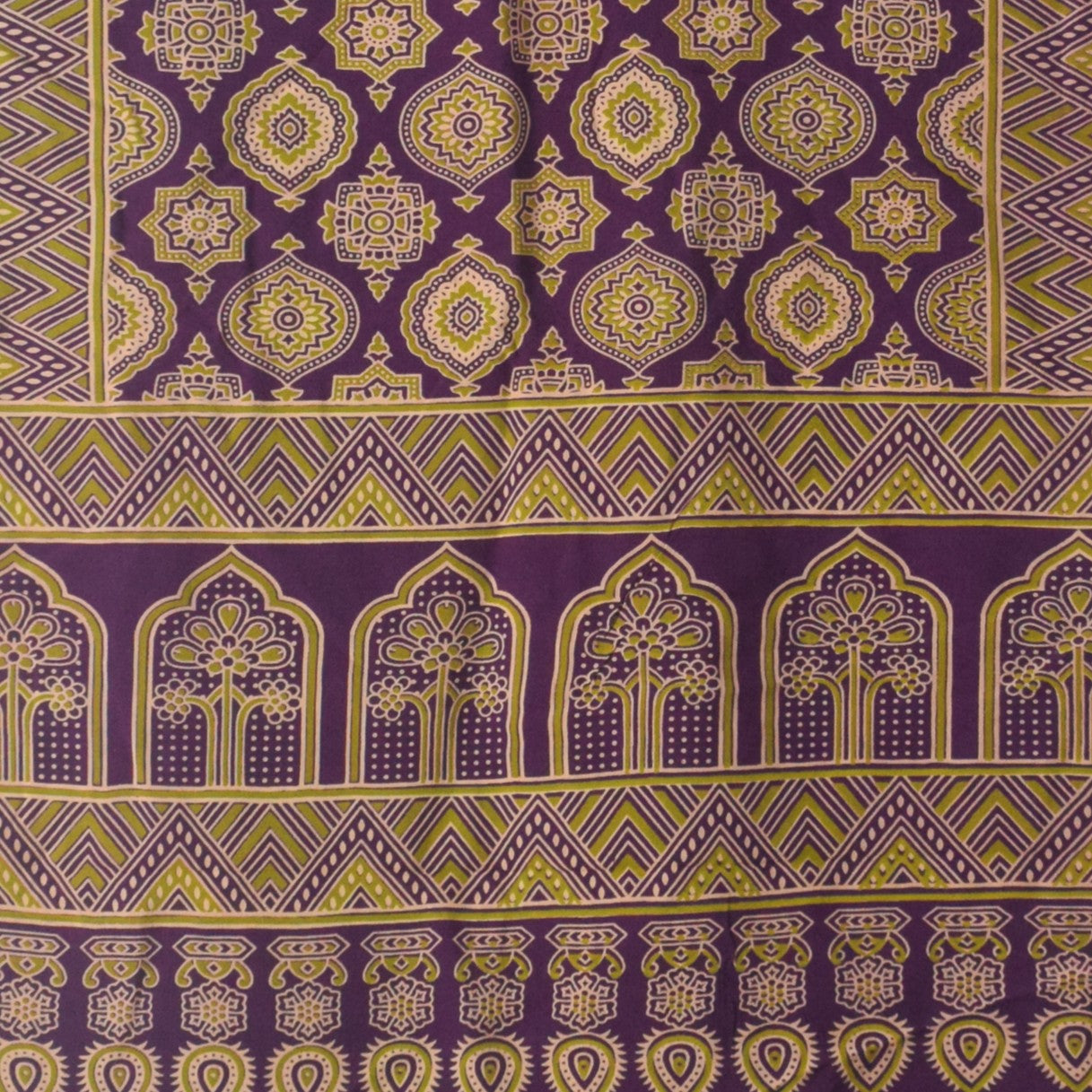 Ajrakh Rayon Screen Print Hand Printed Stole  - 2.1 Mtr Length   -  SKU : RD25702H