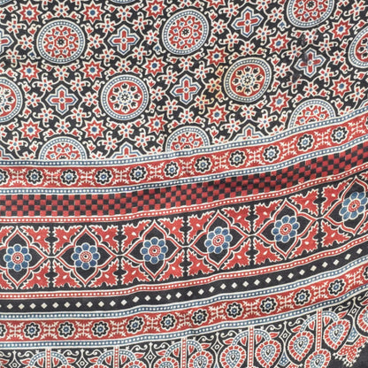 Ajrakh Mashru Silk Nepthol Dye Screen Print Stole  - 2.1 Mtr Length   -  SKU : RD22702A