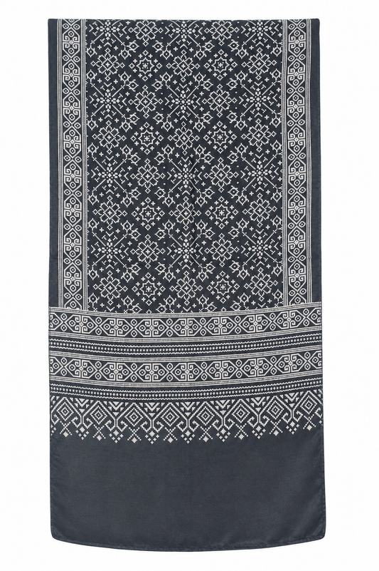 Patola Print Mashru Silk Two Colour Print Screen Print Hand Printed Stole  - 2.1 Mtr Length   -  SKU : RD25704D