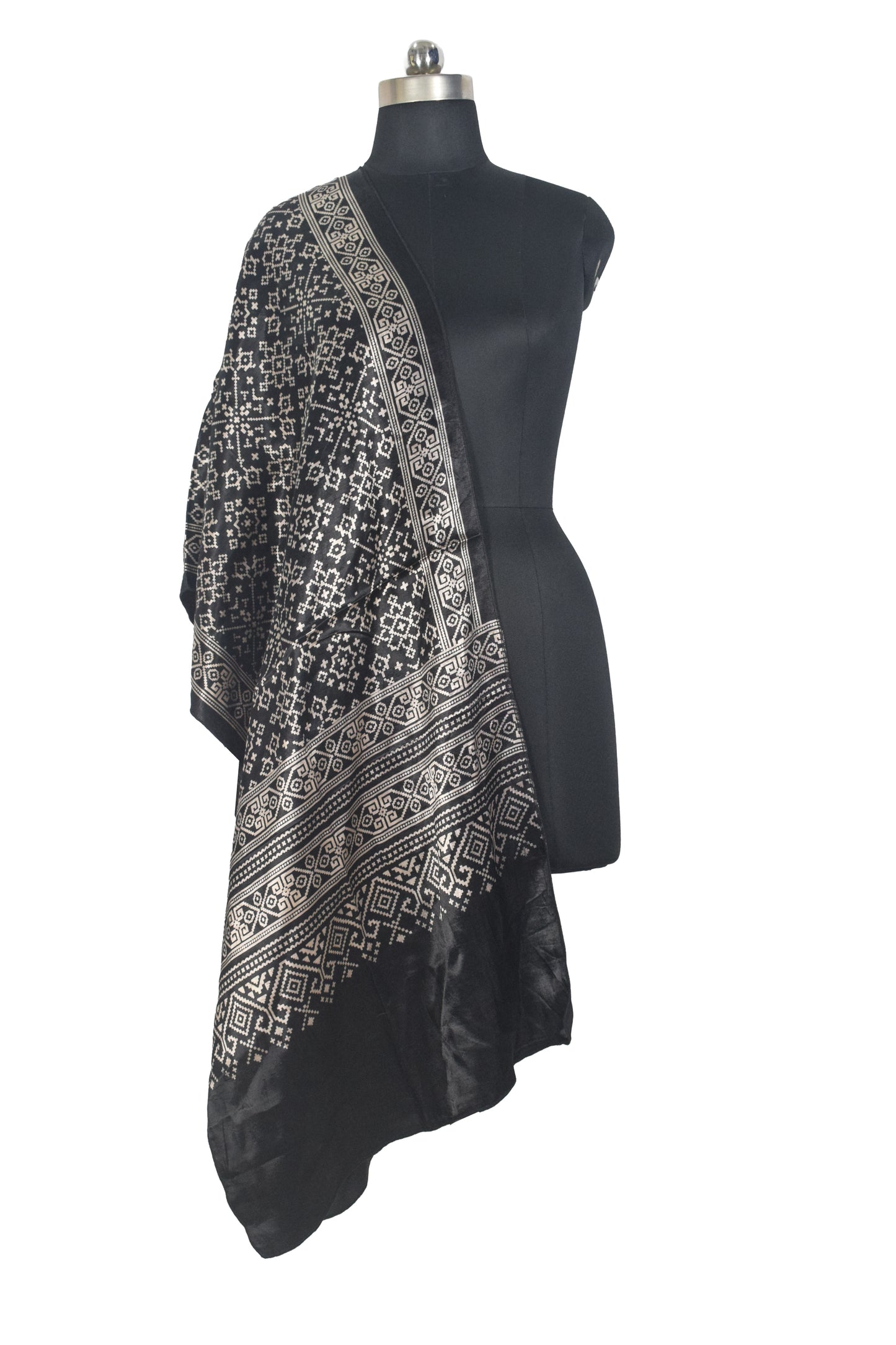 Patola Print Mashru Silk Two Colour Print Screen Print Hand Printed Stole  - 2.1 Mtr Length   -  SKU : RD25704D