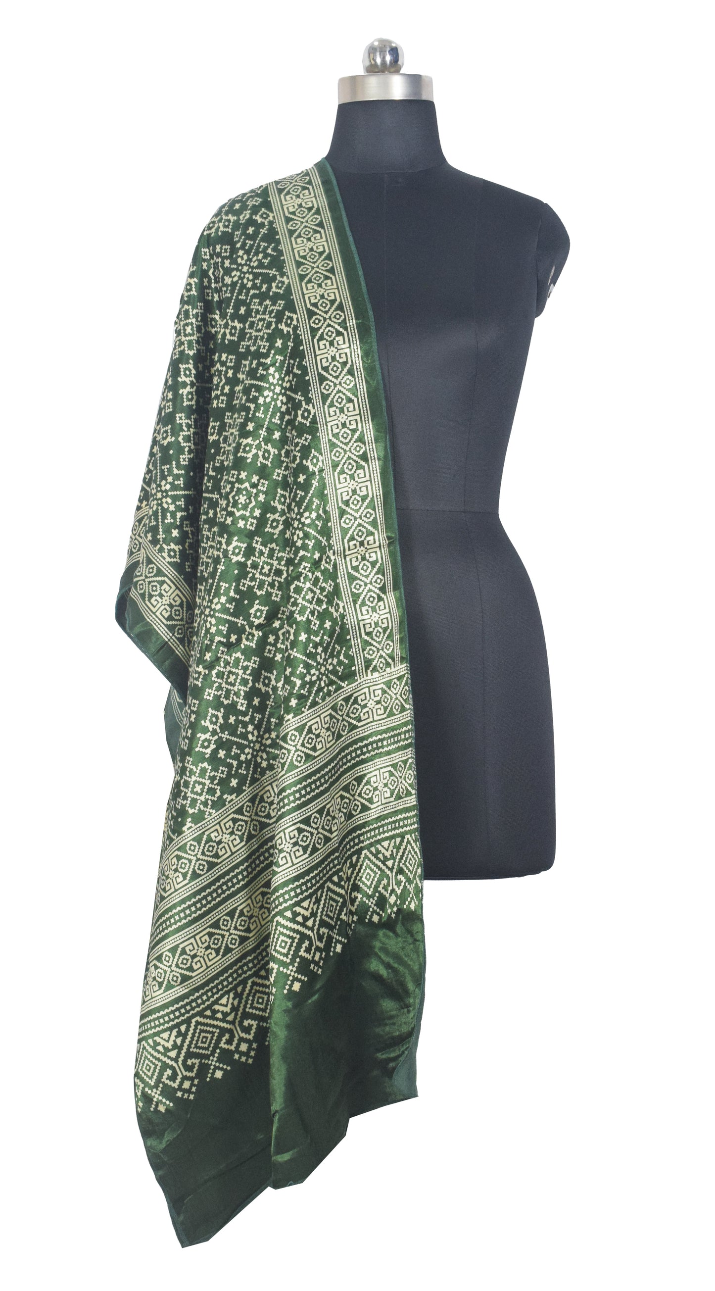 Patola Print Mashru Silk Two Colour Print Screen Print Hand Printed Stole  - 2.1 Mtr Length   -  SKU : RD25704B