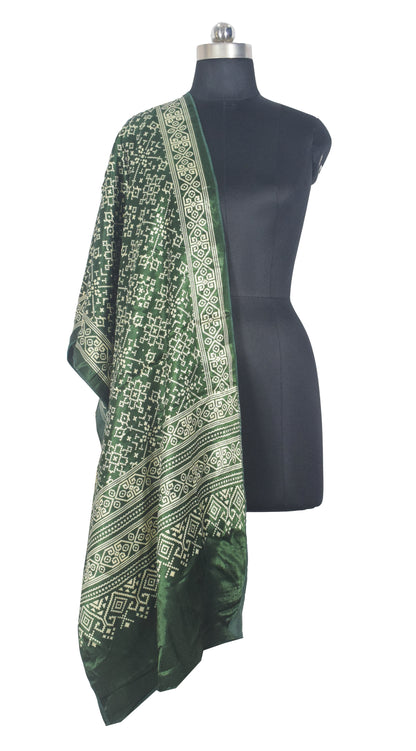 Patola Print Mashru Silk Two Colour Print Screen Print Hand Printed Stole  - 2.1 Mtr Length   -  SKU : RD25704B