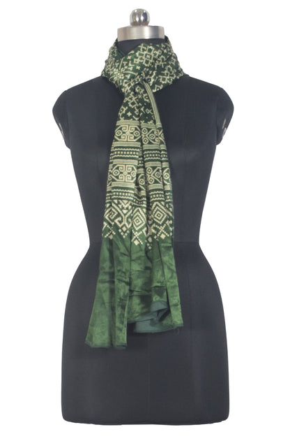 Patola Print Mashru Silk Two Colour Print Screen Print Hand Printed Stole  - 2.1 Mtr Length   -  SKU : RD25704B