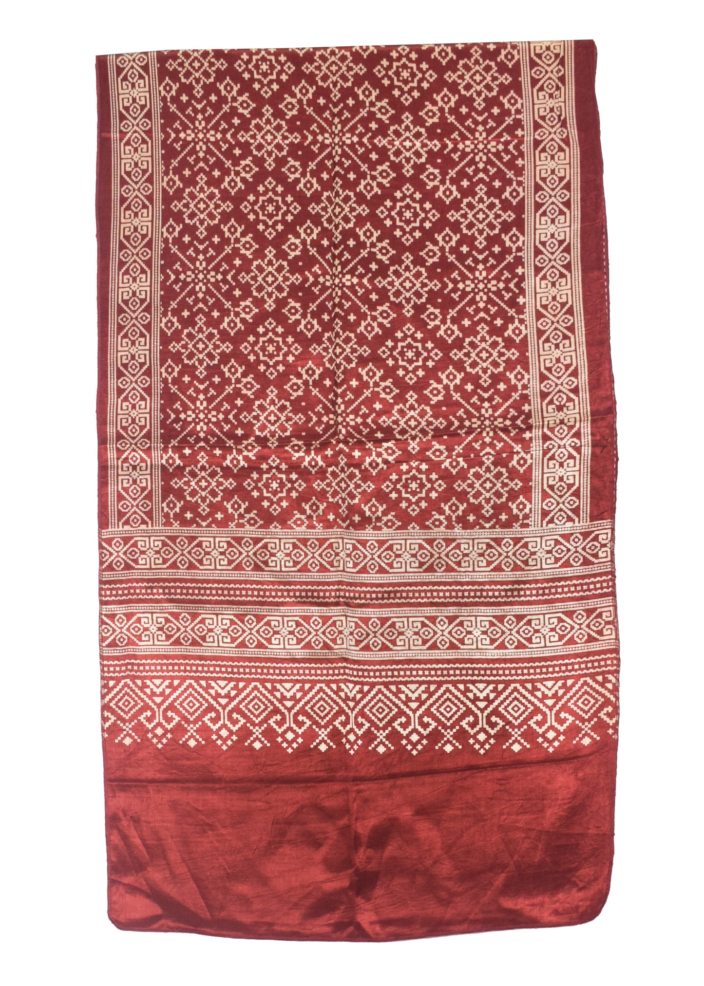 Patola Print Mashru Silk Two Colour Print Screen Print Hand Printed Stole  - 2.1 Mtr Length   -  SKU : RD25704E