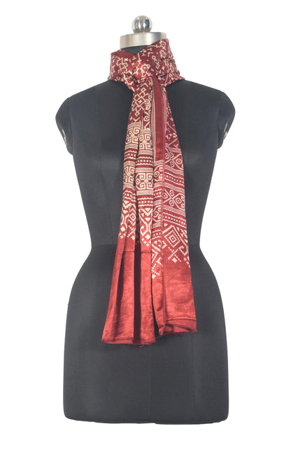 Patola Print Mashru Silk Two Colour Print Screen Print Hand Printed Stole  - 2.1 Mtr Length   -  SKU : RD25704E