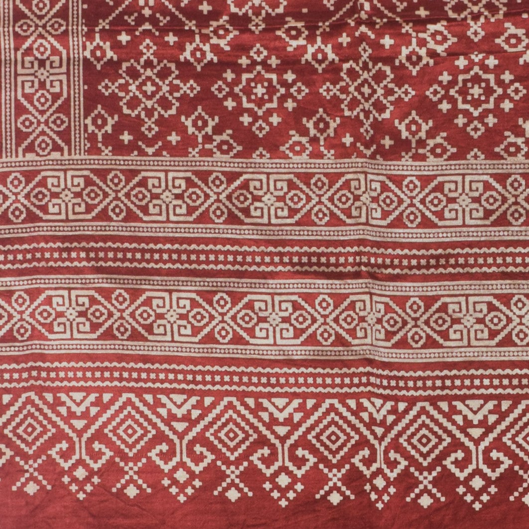Patola Print Mashru Silk Two Colour Print Screen Print Hand Printed Stole  - 2.1 Mtr Length   -  SKU : RD25704E