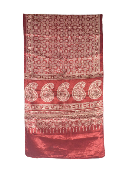 Patola Print Mashru Silk Two Colour Print Screen Print Hand Printed Stole  - 2.1 Mtr Length   -  SKU : RD23803F