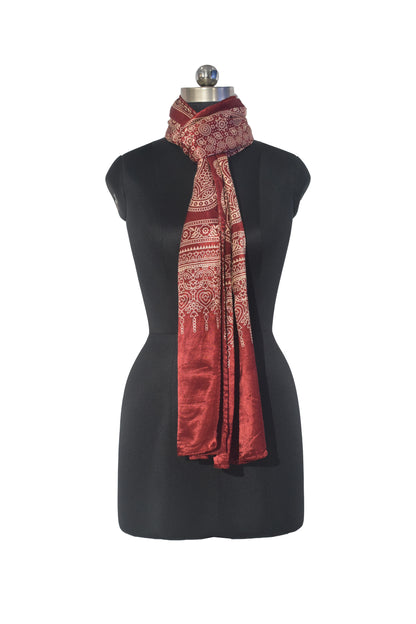 Patola Print Mashru Silk Two Colour Print Screen Print Hand Printed Stole  - 2.1 Mtr Length   -  SKU : RD23803F