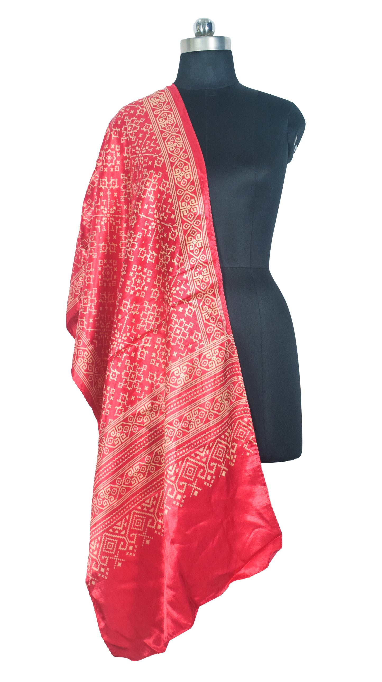Patola Print Mashru Silk Two Colour Print Screen Print Hand Printed Stole  - 2.1 Mtr Length   -  SKU : RD25704C