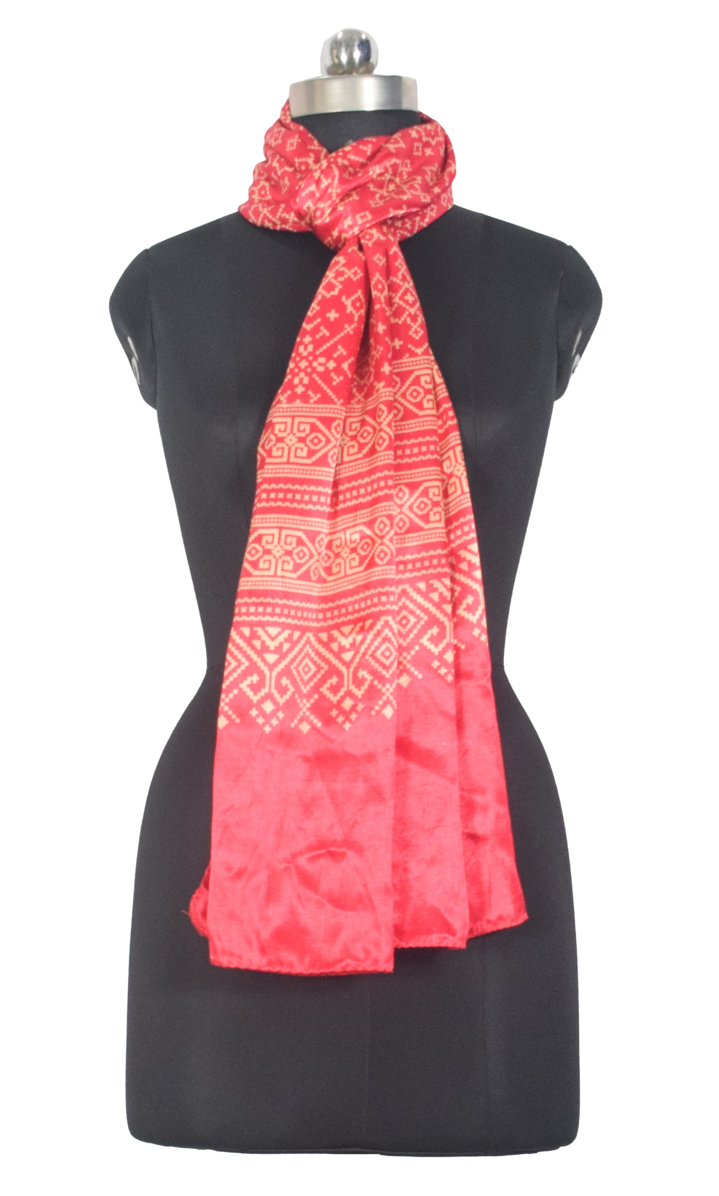 Patola Print Mashru Silk Two Colour Print Screen Print Hand Printed Stole  - 2.1 Mtr Length   -  SKU : RD25704C