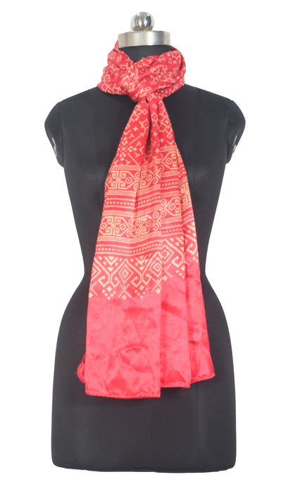 Patola Print Mashru Silk Two Colour Print Screen Print Hand Printed Stole  - 2.1 Mtr Length   -  SKU : RD25704C