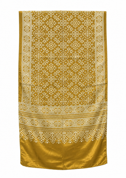 Patola Print Mashru Silk Two Colour Print Screen Print Hand Printed Stole  - 2.1 Mtr Length   -  SKU : RD25704A