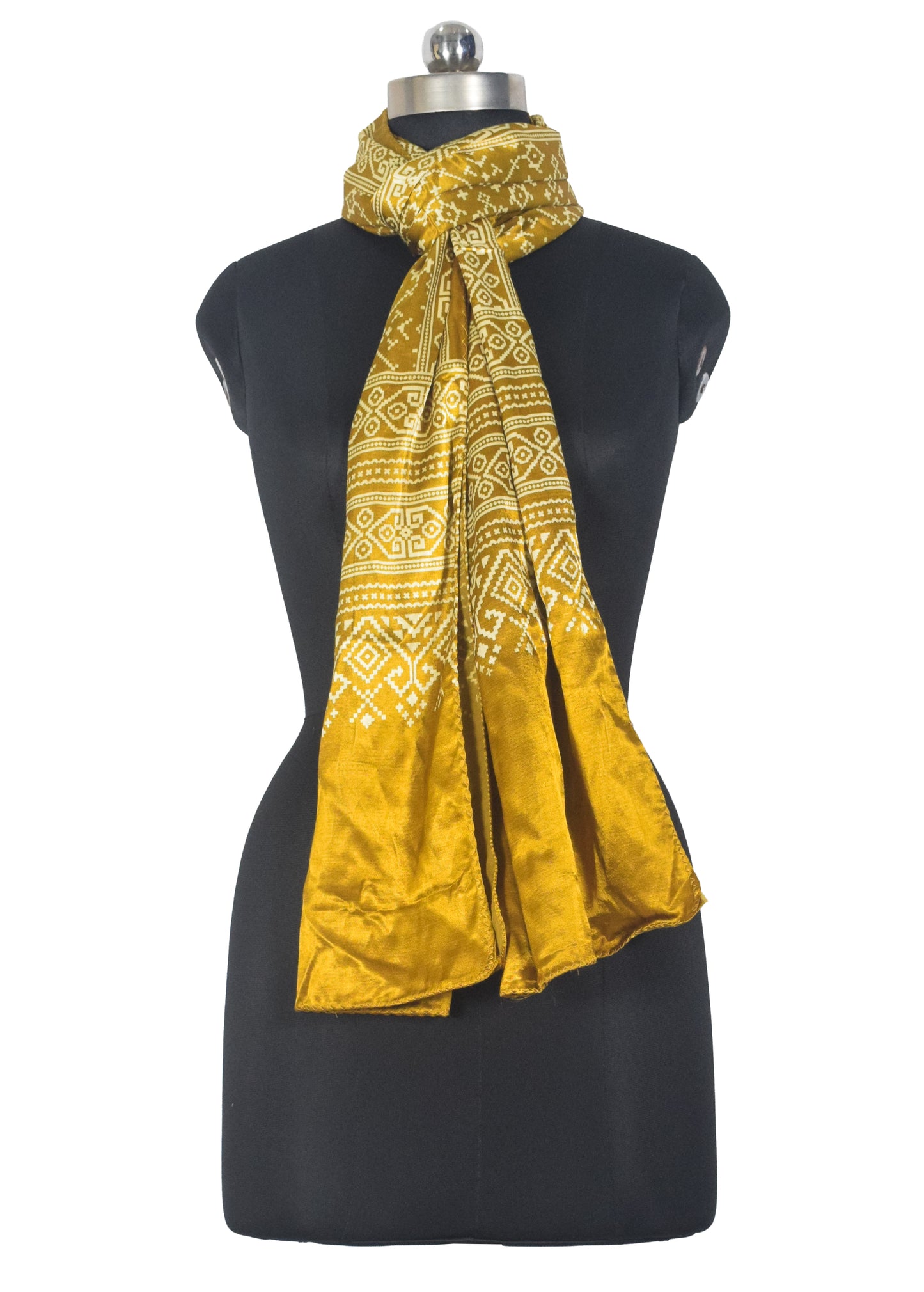 Patola Print Mashru Silk Two Colour Print Screen Print Hand Printed Stole  - 2.1 Mtr Length   -  SKU : RD25704A